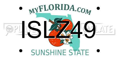 ISLZ49 Florida License Plate