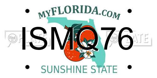 ISMQ76 Florida License Plate