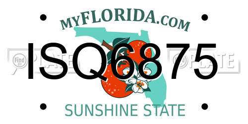 ISQ6875 Florida License Plate