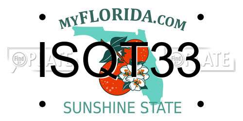 ISQT33 Florida License Plate