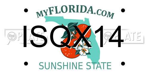 ISQX14 Florida License Plate
