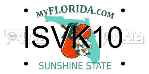 ISVK10 Florida License Plate