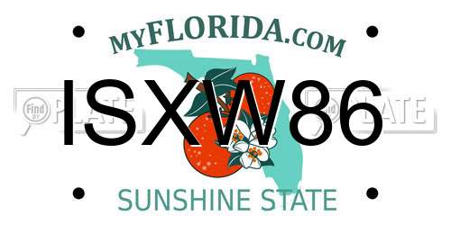 ISXW86 Florida License Plate