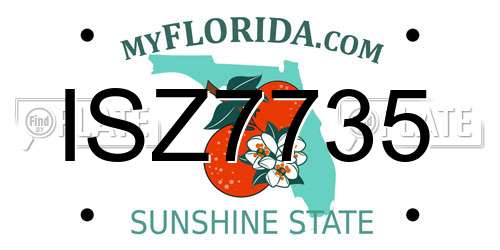 ISZ7735 Florida License Plate