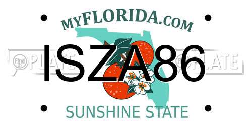 ISZA86 Florida License Plate