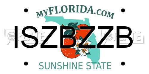 ISZBZZB Florida License Plate