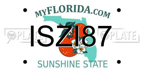 ISZI87 Florida License Plate