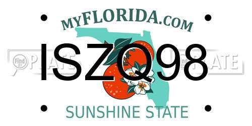 ISZQ98 Florida License Plate