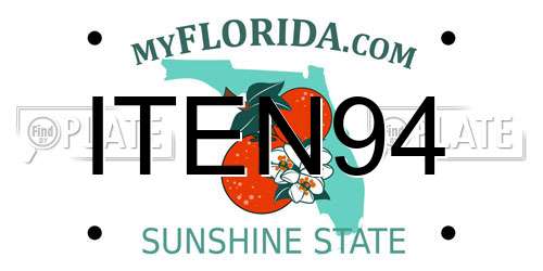 ITEN94 Florida License Plate