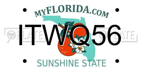 ITWQ56 Florida License Plate