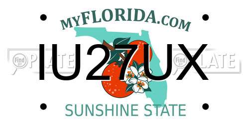 IU27UX Florida License Plate