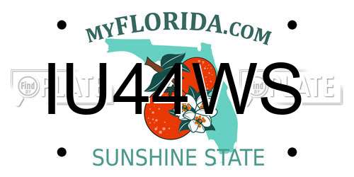 IU44WS Florida License Plate