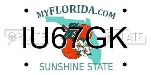 IU67GK Florida License Plate