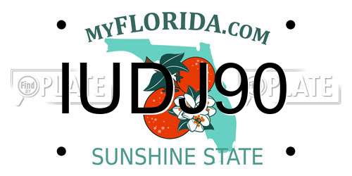 IUDJ90 Florida License Plate
