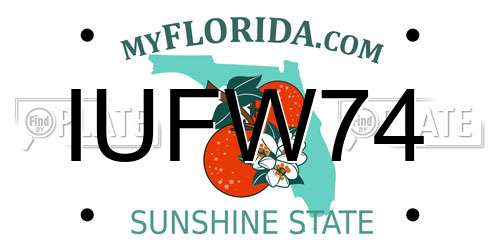 IUFW74 Florida License Plate