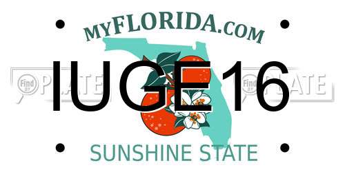 IUGE16 Florida License Plate