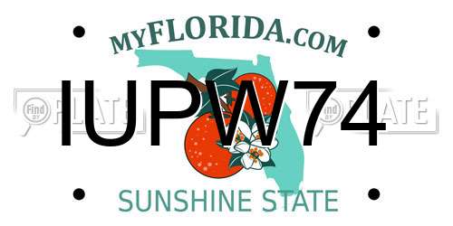 IUPW74 Florida License Plate