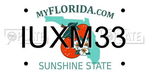 IUXM33 Florida License Plate