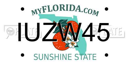 IUZW45 Florida License Plate