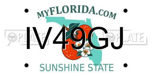 IV49GJ Florida License Plate