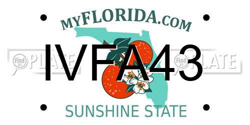 IVFA43 Florida License Plate