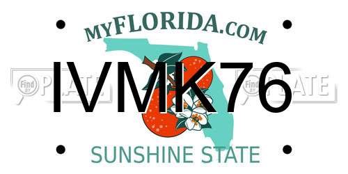 IVMK76 Florida License Plate