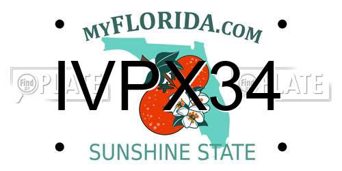 IVPX34 Florida License Plate
