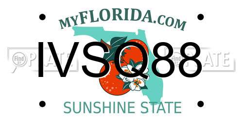 IVSQ88 Florida License Plate