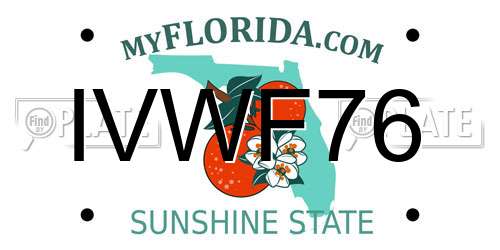 IVWF76 Florida License Plate