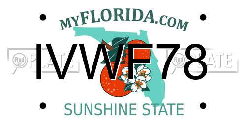 IVWF78 Florida License Plate