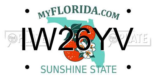 IW26YV Florida License Plate