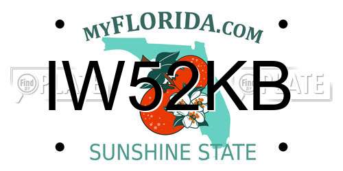 IW52KB Florida License Plate