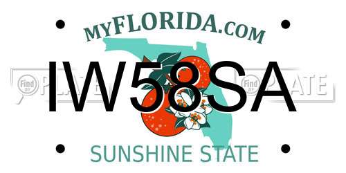 IW58SA Florida License Plate