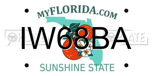 IW68BA Florida License Plate