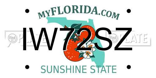 IW72SZ Florida License Plate