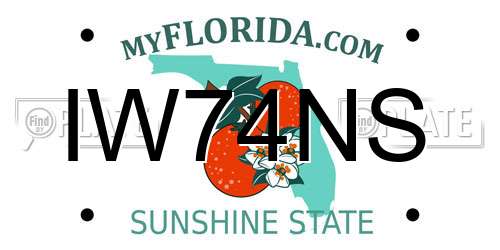 IW74NS Florida License Plate