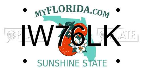 IW76LK Florida License Plate