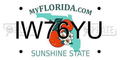 IW76YU Florida License Plate