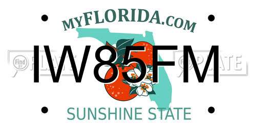 IW85FM Florida License Plate