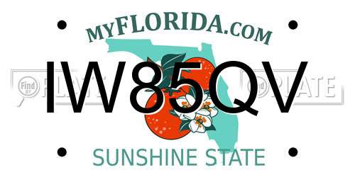 IW85QV Florida License Plate