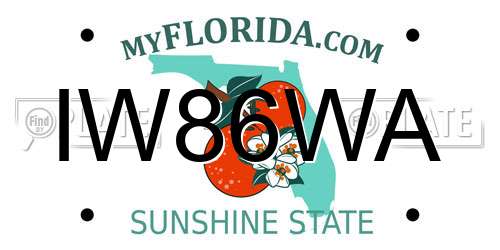 IW86WA Florida License Plate