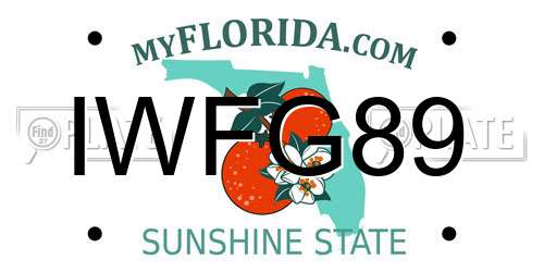 IWFG89 Florida License Plate