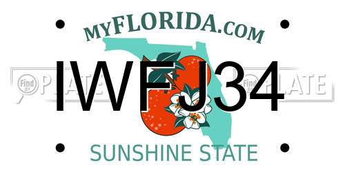 IWFJ34 Florida License Plate