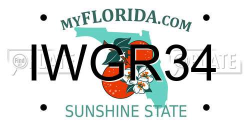 IWGR34 Florida License Plate