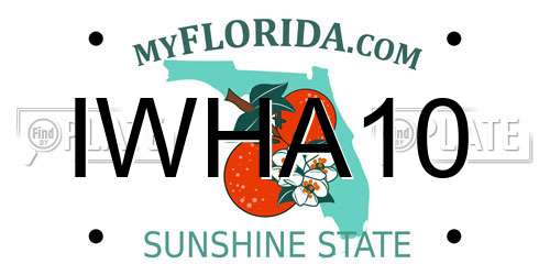 IWHA10 Florida License Plate