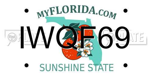 IWQF69 Florida License Plate