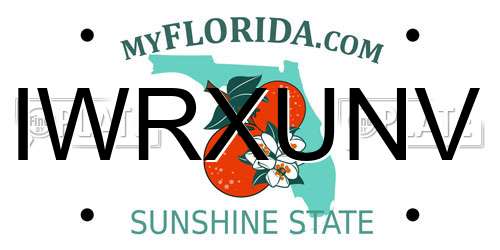 IWRXUNV Florida License Plate