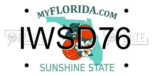 IWSD76 Florida License Plate