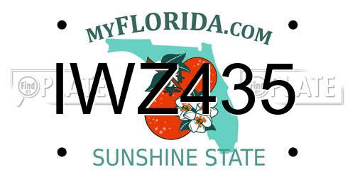 IWZ435 Florida License Plate