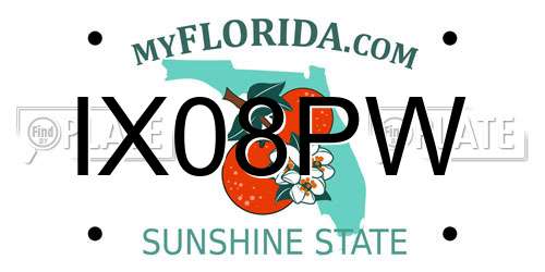 IX08PW Florida License Plate